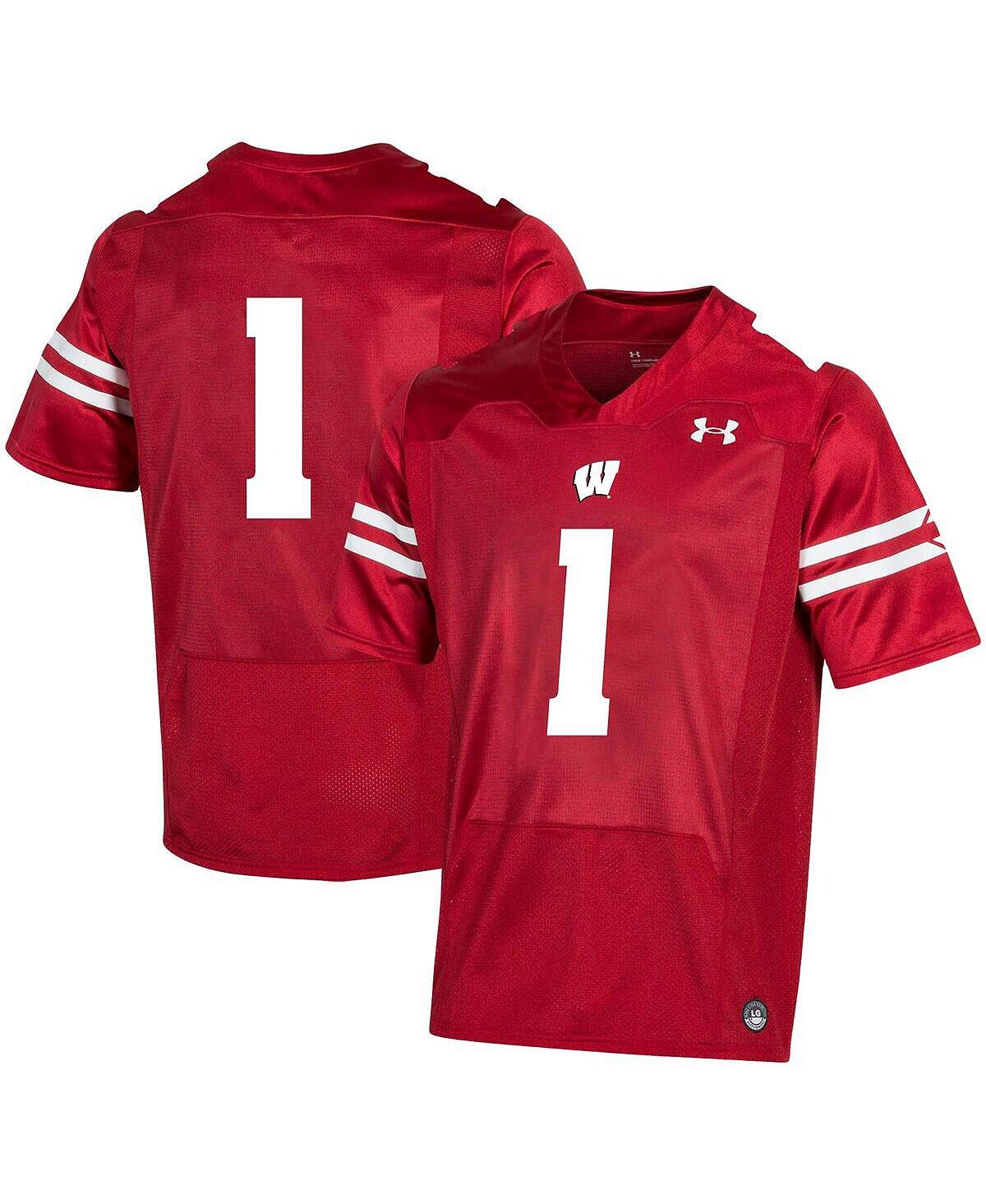 

Реплика футбольной майки Big Boys #1 Red Wisconsin Badgers 2019 Under Armour