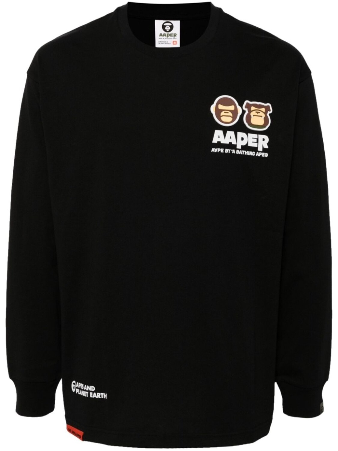 

AAPE BY *A BATHING APE футболка с длинными рукавами и нашивкой-логотипом, черный