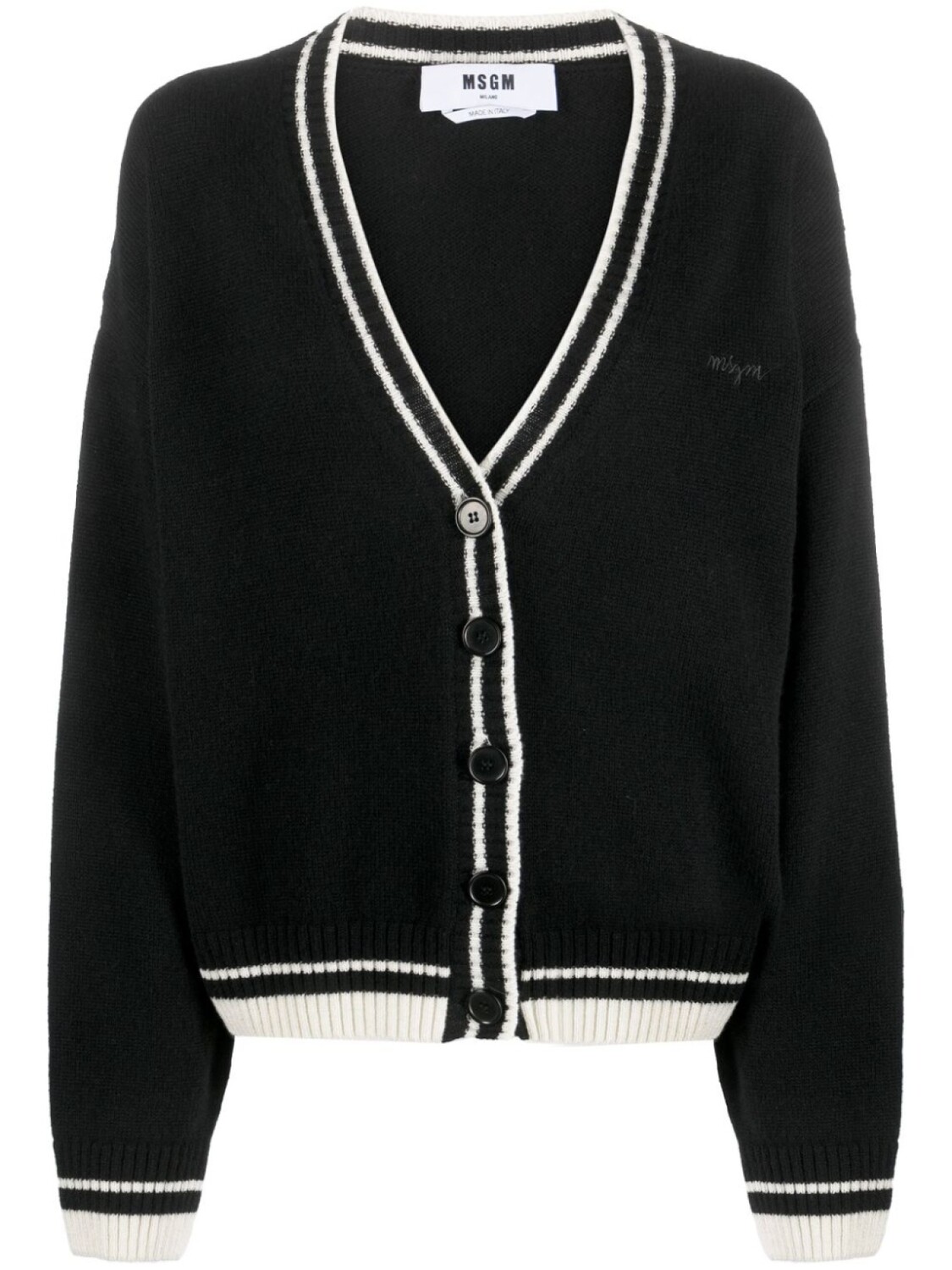 MSGM кардиган с отделкой в полоску, черный