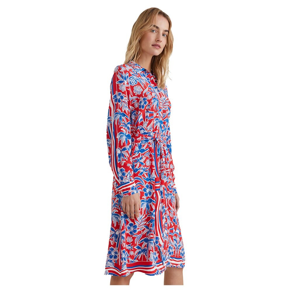 

Платье миди Tommy Hilfiger Scarf Print Relaxed Fit Long Sleeve, красный