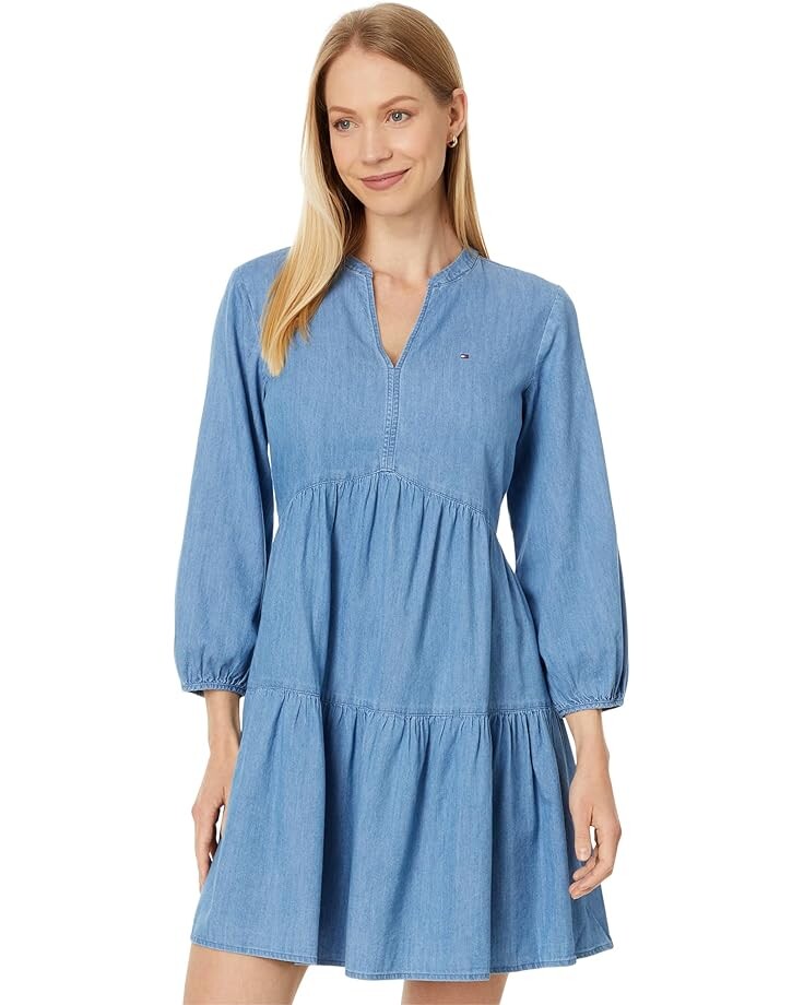 

Платье Tommy Hilfiger Tiered V-Neck Dress, цвет Light Benson