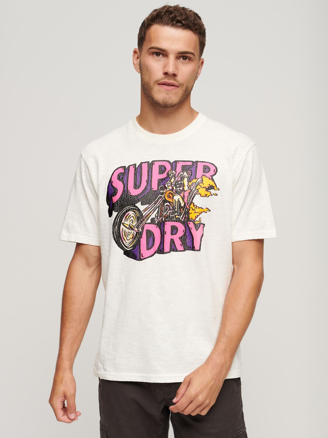 

Футболка с рисунком в стиле ретро Superdry Motor, цвет Белый мел