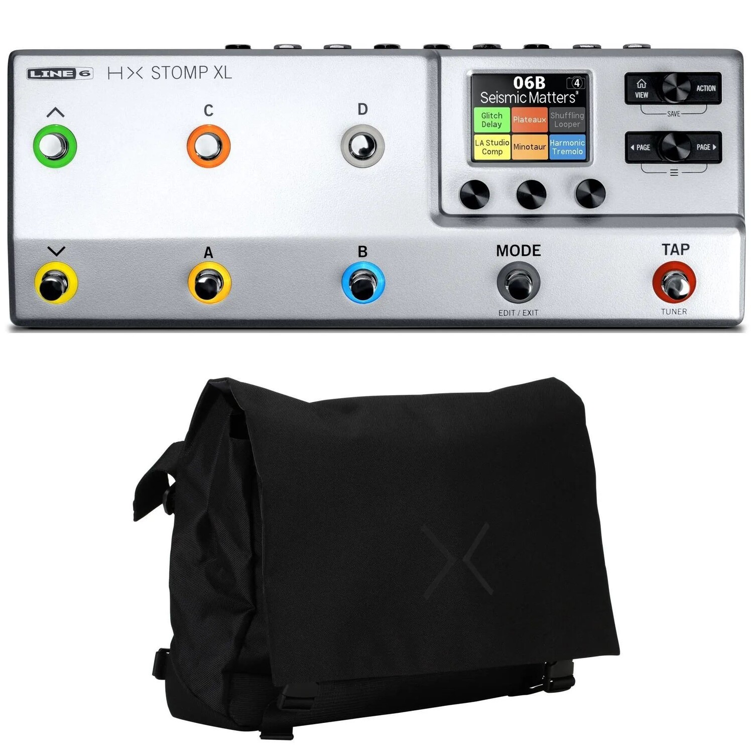 

Напольный процессор с несколькими эффектами для гитары New Line 6 HX Stomp XL и сумка-мессенджер — эксклюзивное серебро Sweetwater