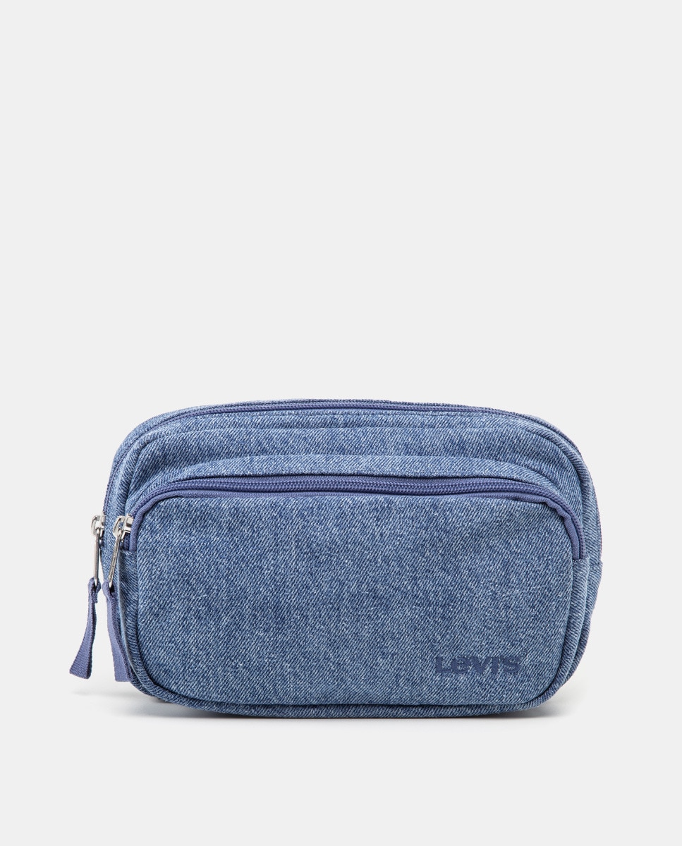 Голубая джинсовая поясная сумка на молнии Levi's, светло-синий сумка поясная pearl перламутровая голубая