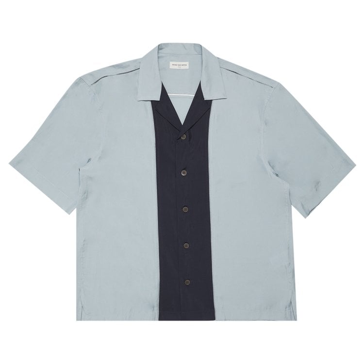 

Рубашка Dries Van Noten Paneled Short-Sleeve 'Light Blue', синий