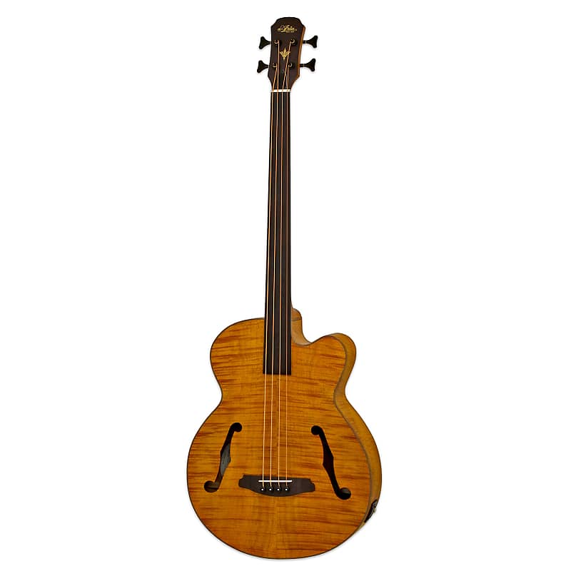 Басс гитара Aria FEB-F2/FL-STBR Flame Nato Top Nato Neck 4-String Fretless Acoustic Bass Guitar w/Gig Bag - Stained Brown