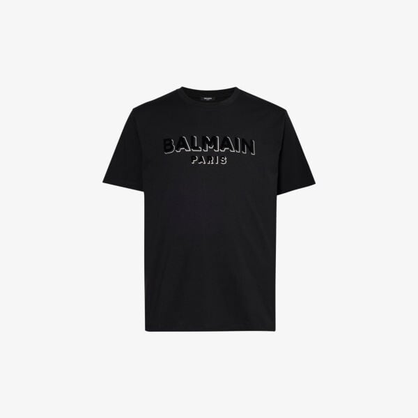 

Футболка прямого кроя из хлопкового джерси с логотипом Balmain, черный
