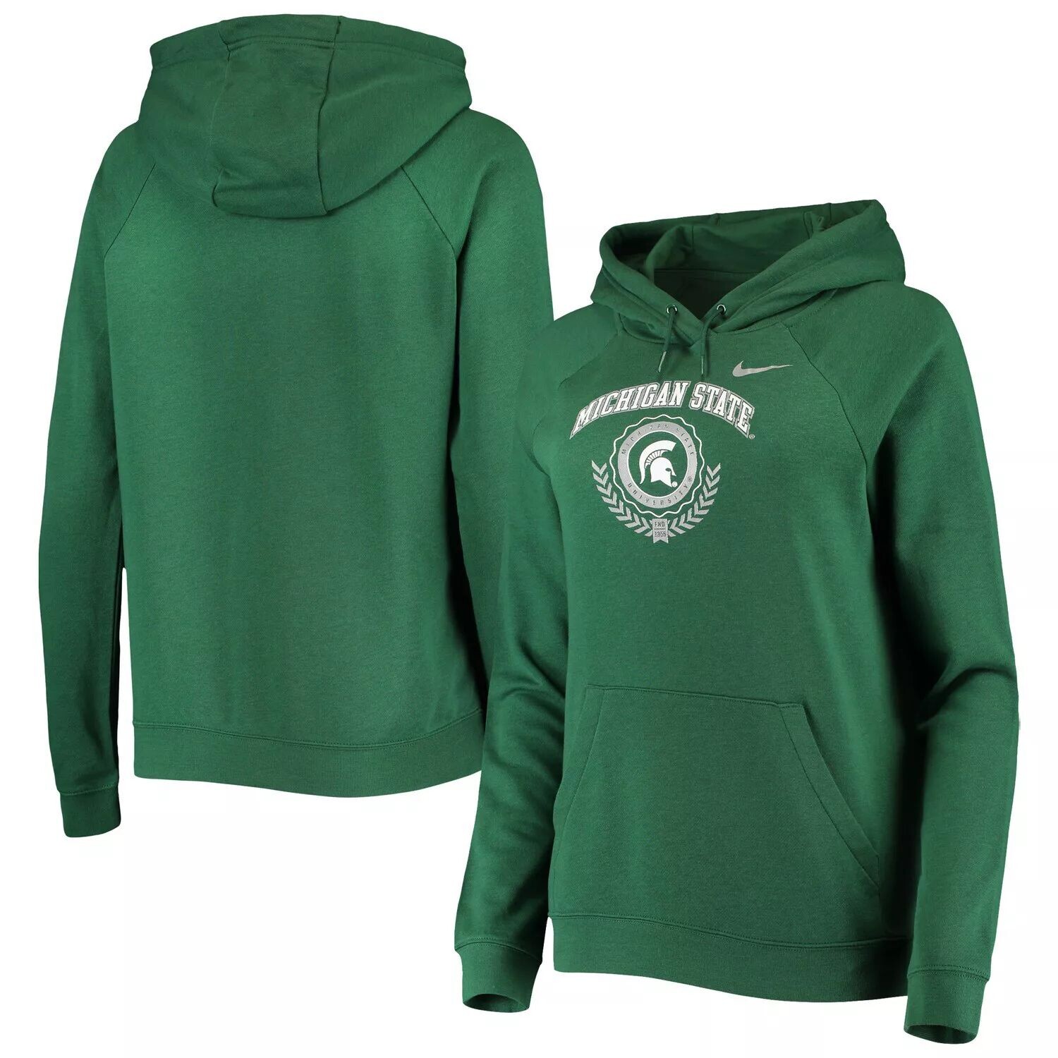 

Женский флисовый пуловер с капюшоном Nike Green Michigan State Spartans Varsity Tri-Blend реглан Nike