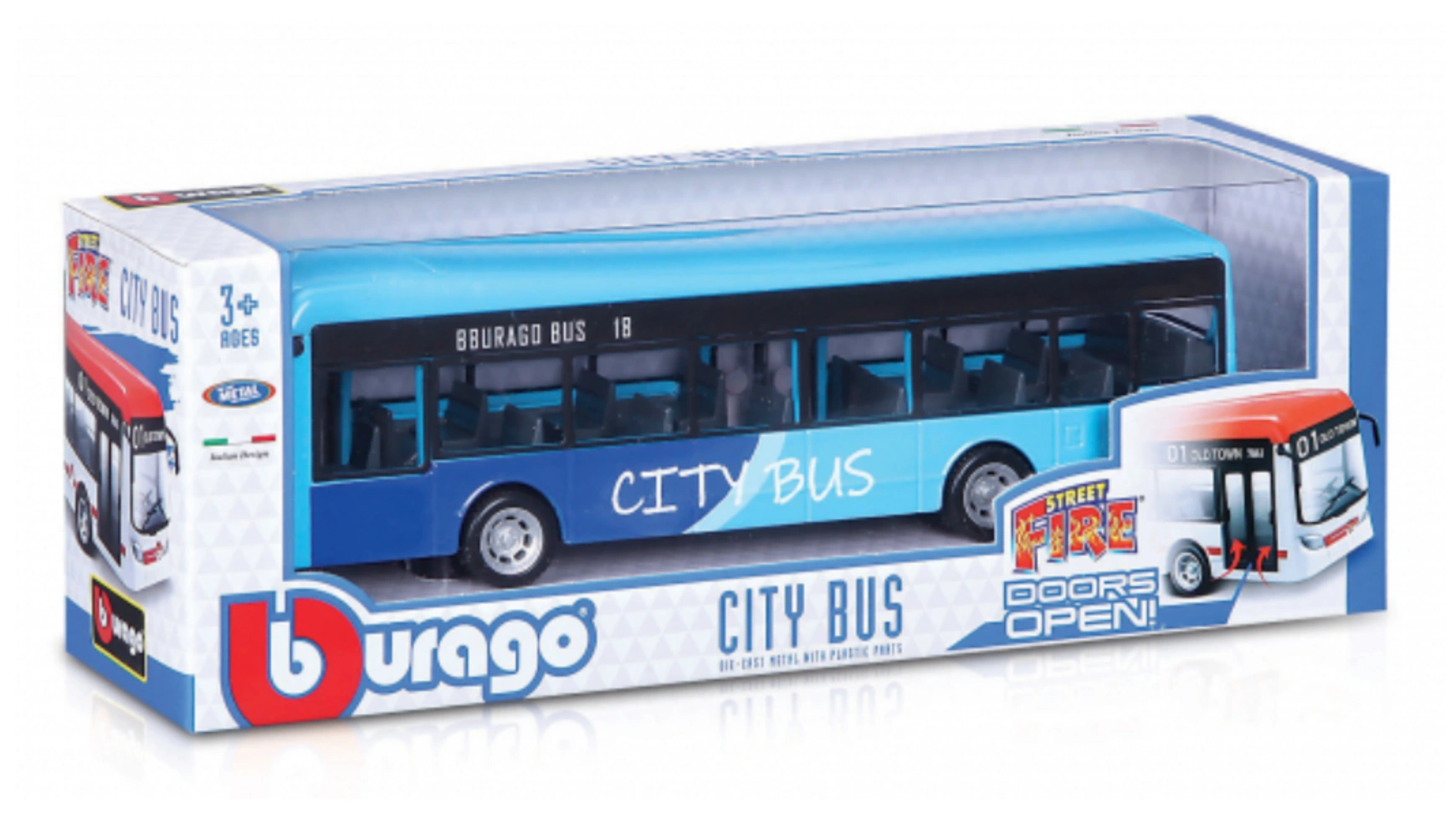 цена Bburago городской автобус 19 см, двери открываются, в ассортименте, 1 шт.