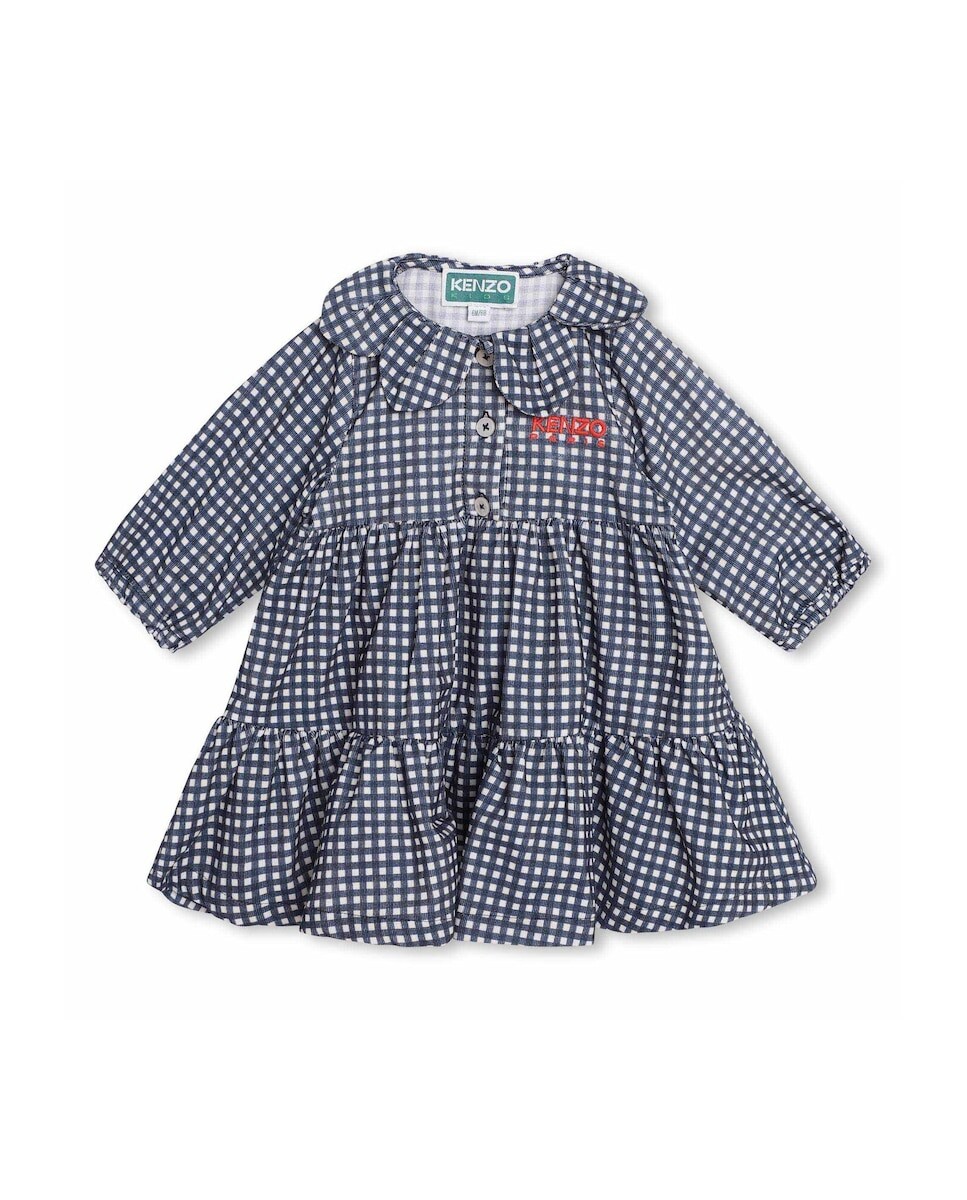 

Платье для девочки из синего хлопка Kenzo, темно-синий