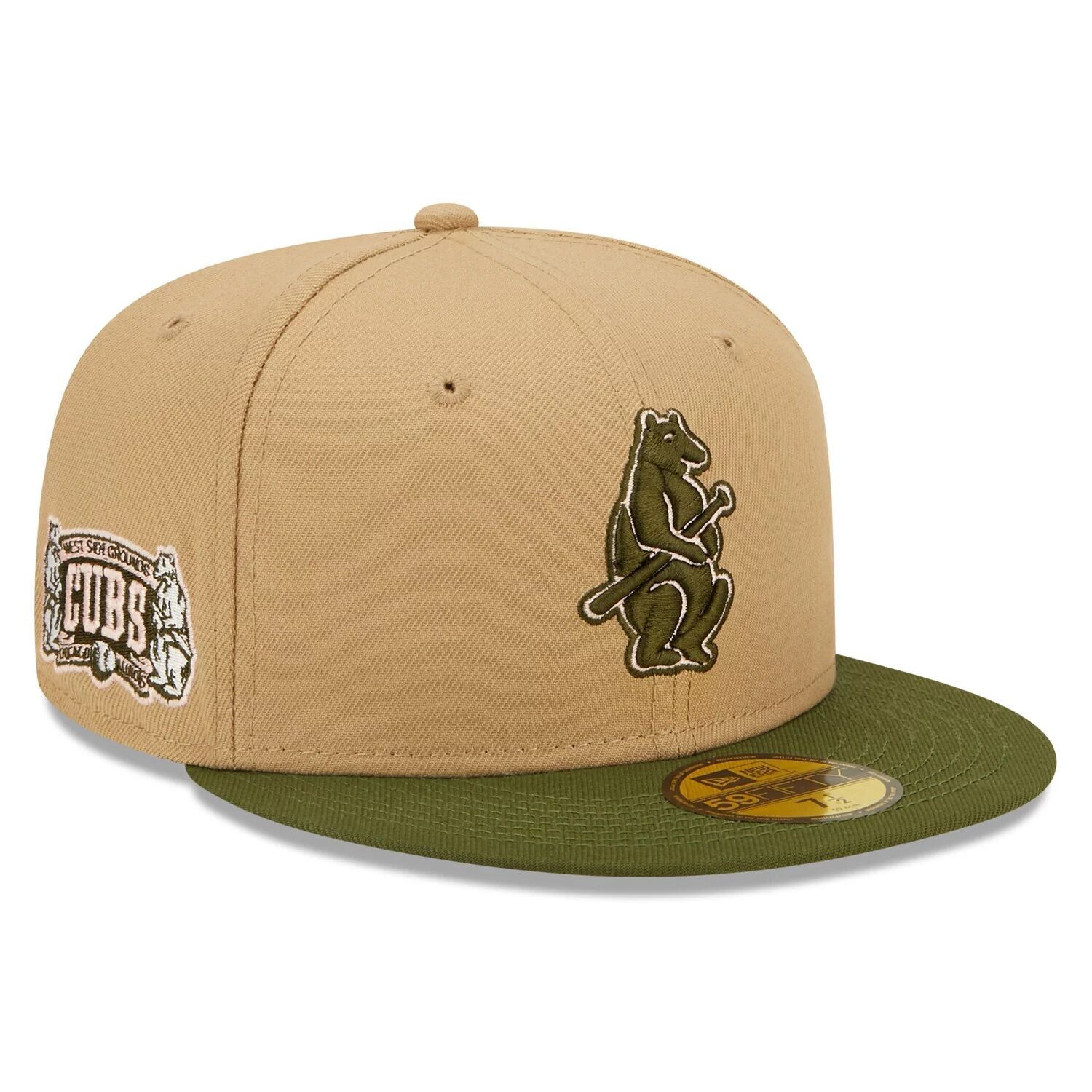 

Мужская облегающая шляпа New Era хаки/оливкового цвета Chicago Cubs Pink Undervisor 59FIFTY