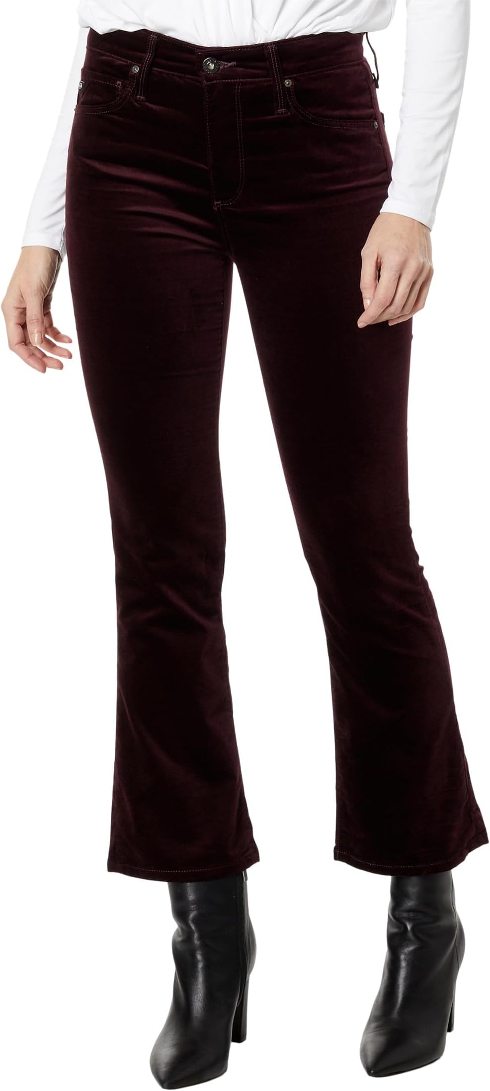 цена Джинсы Farrah High-Rise Boot Crop in Pinot Noir AG Jeans, цвет Pinot Noir