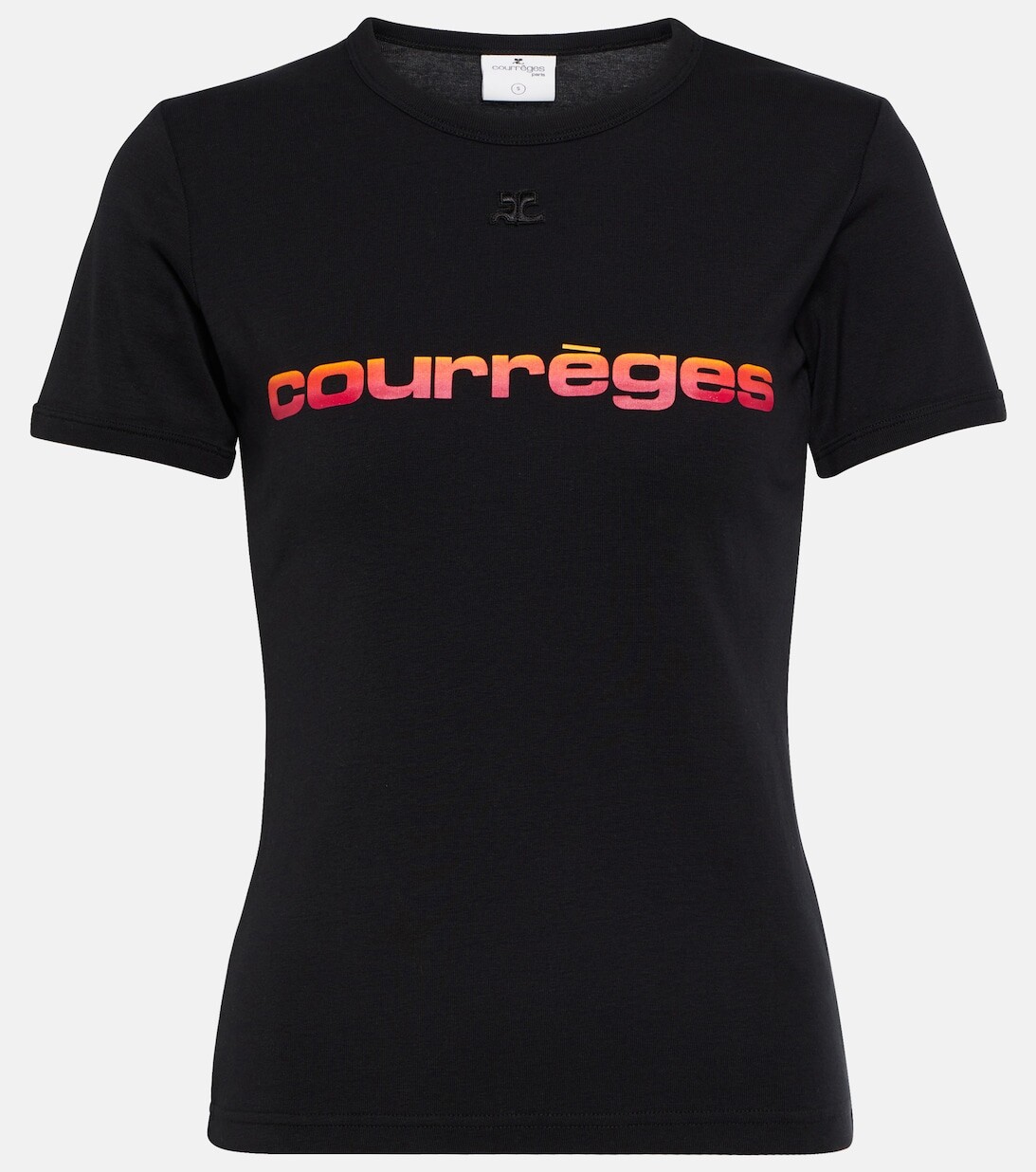 

Футболка из хлопкового джерси с логотипом COURRÈGES, черный
