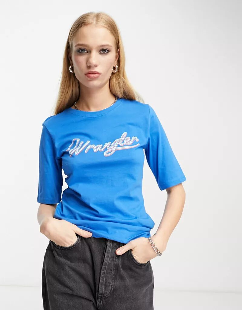 Синяя футболка с логотипом Wrangler