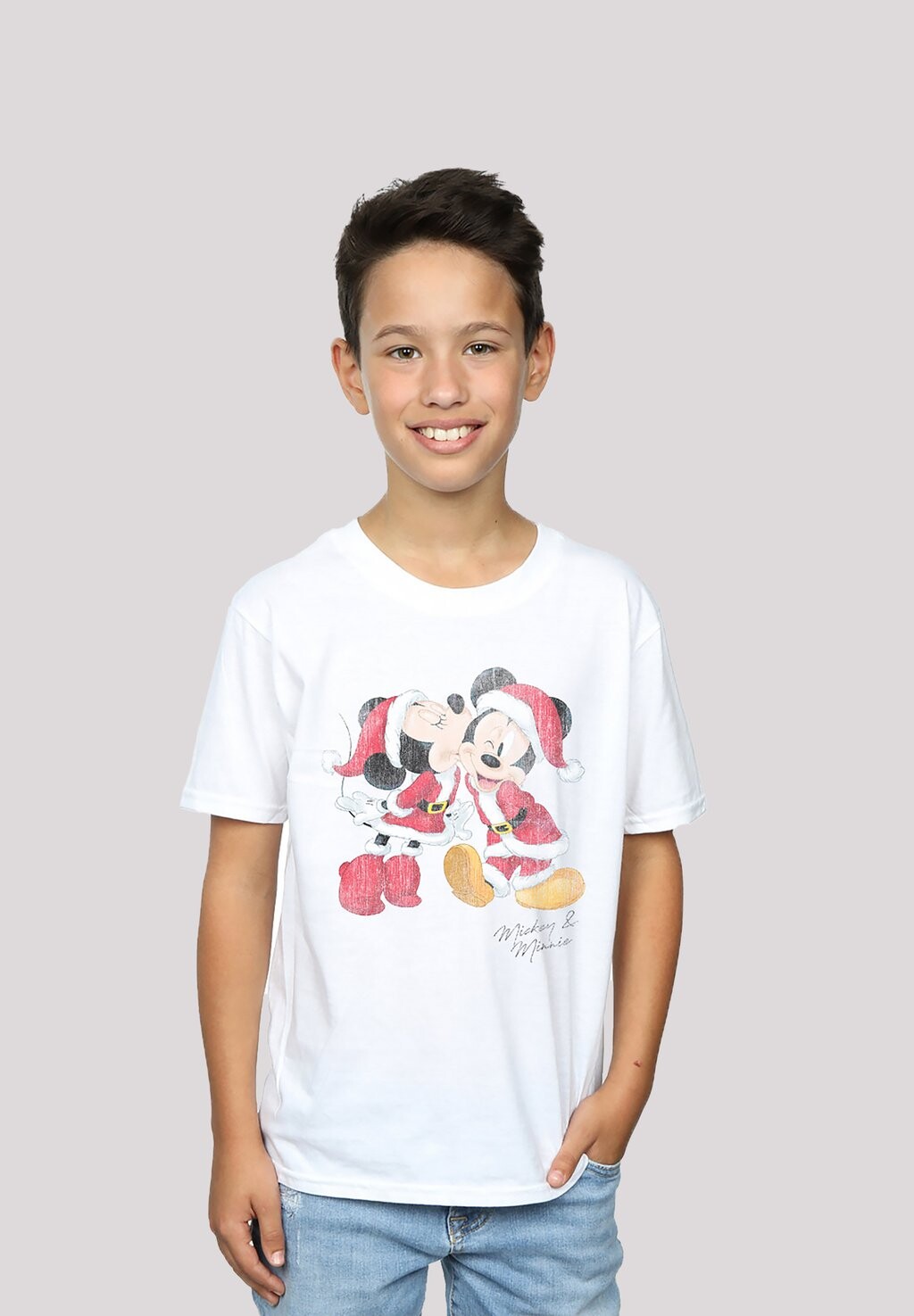 

Футболка с принтом Disney Mickey & Minnie Weihnachten Premium Film Movie Tv Comic F4NT4STIC, белый