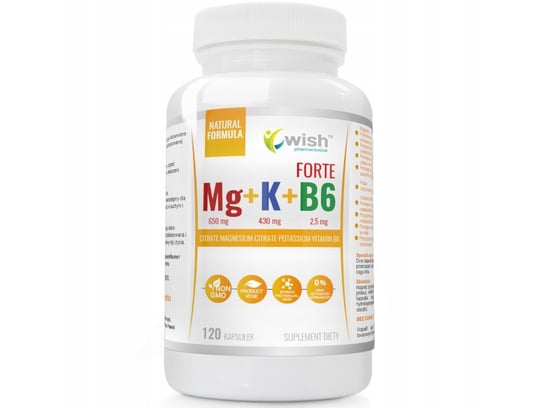 Wish, Витамины и минералы, Mg+K+Vit B6 Форте, 120 капсул wish mg zn vit b6 120 таблеток