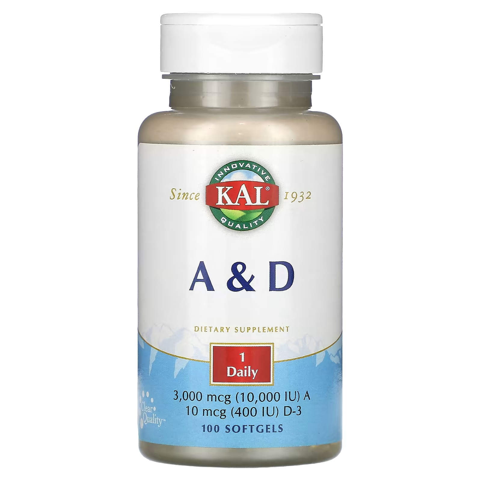 Витамины A D KAL A & D, 100 капсул naturesplus водно диспергируемый витамин а 10 000 ме 3 000 мкг 90 таблеток