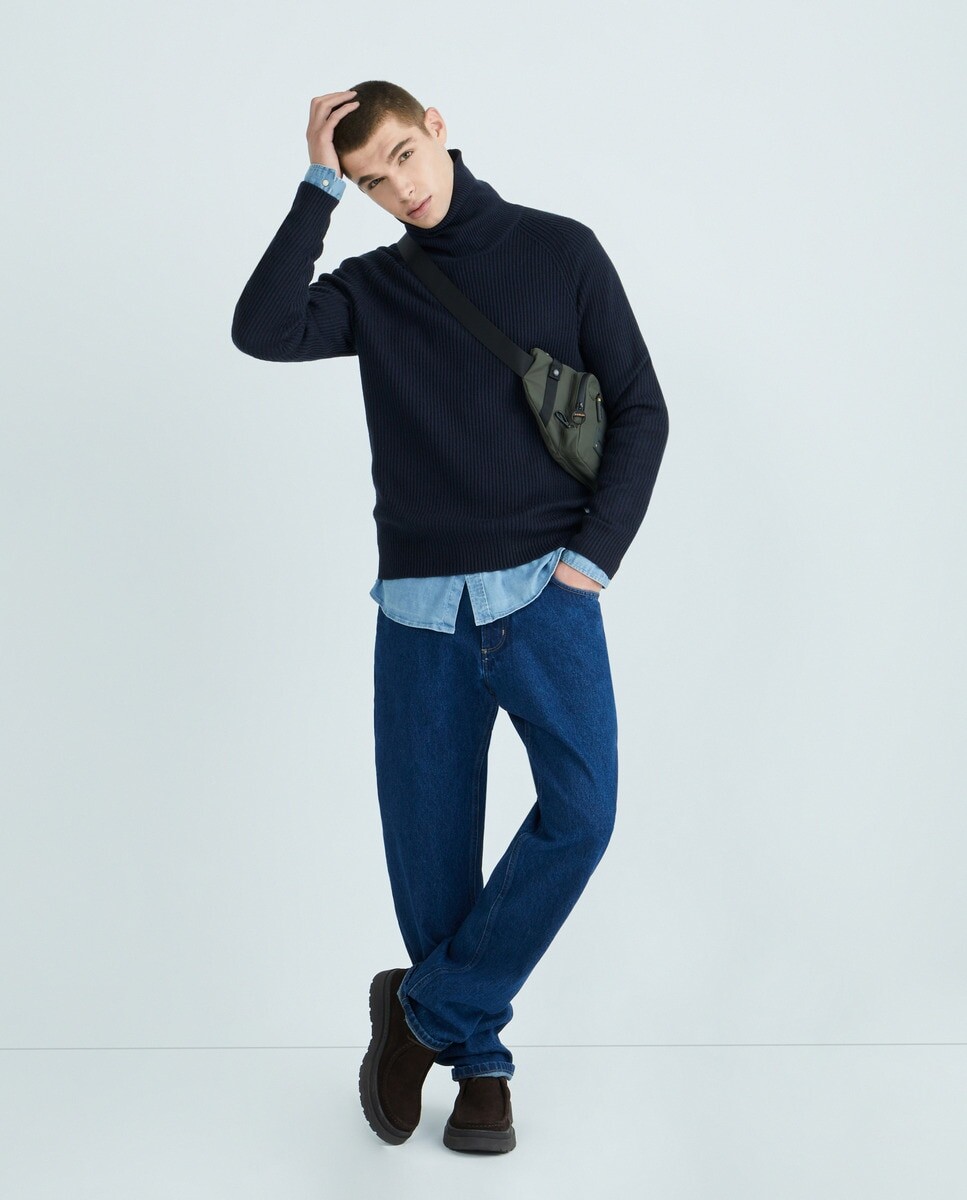

Мужской свитер с высоким воротником Jack & Jones, синий