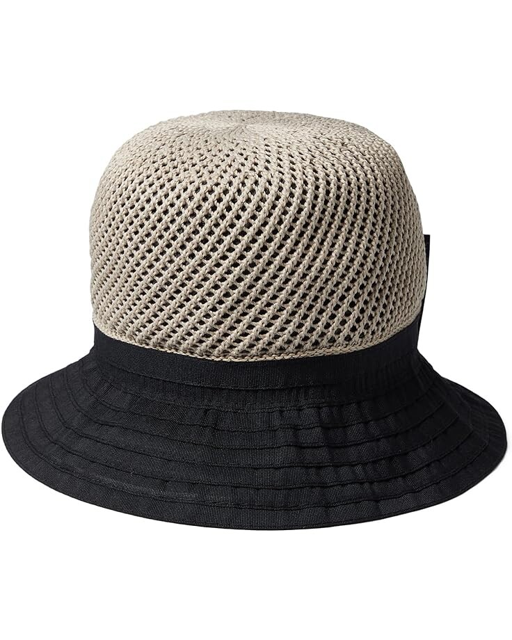 

Панама Badgley Mischka Crochet Crown Bucket Hat, цвет Taupe/Black