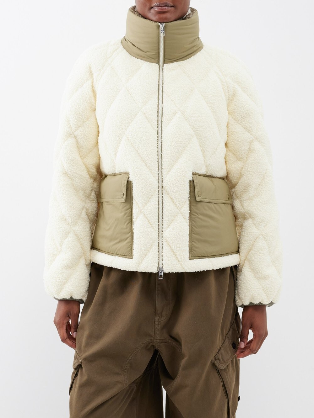 

Стеганый пуховик jonquille из букле Moncler, белый