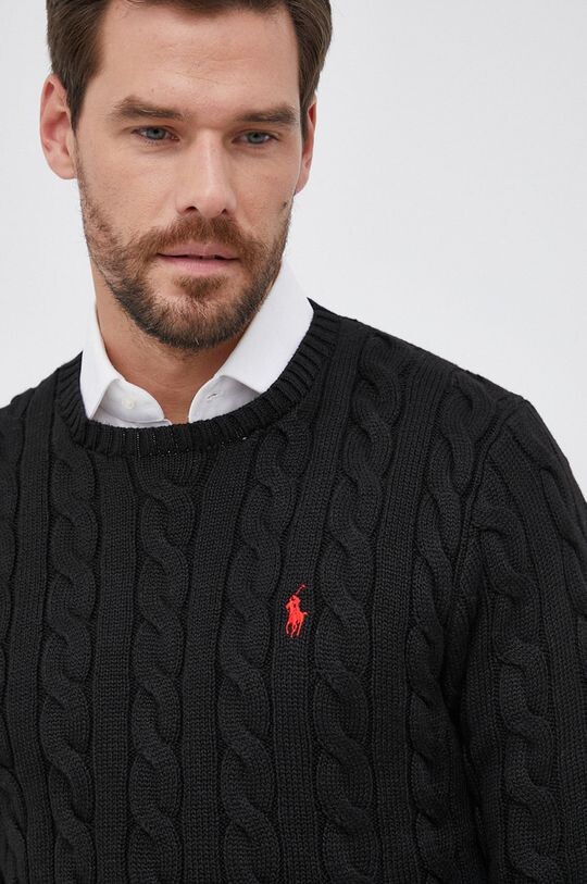 

Хлопковый свитер 710775885012 Polo Ralph Lauren, черный