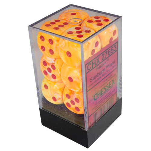 

Игровые кубики 16Mm D6 Dice Block: Festive Sunburst W/Red Chessex Dice