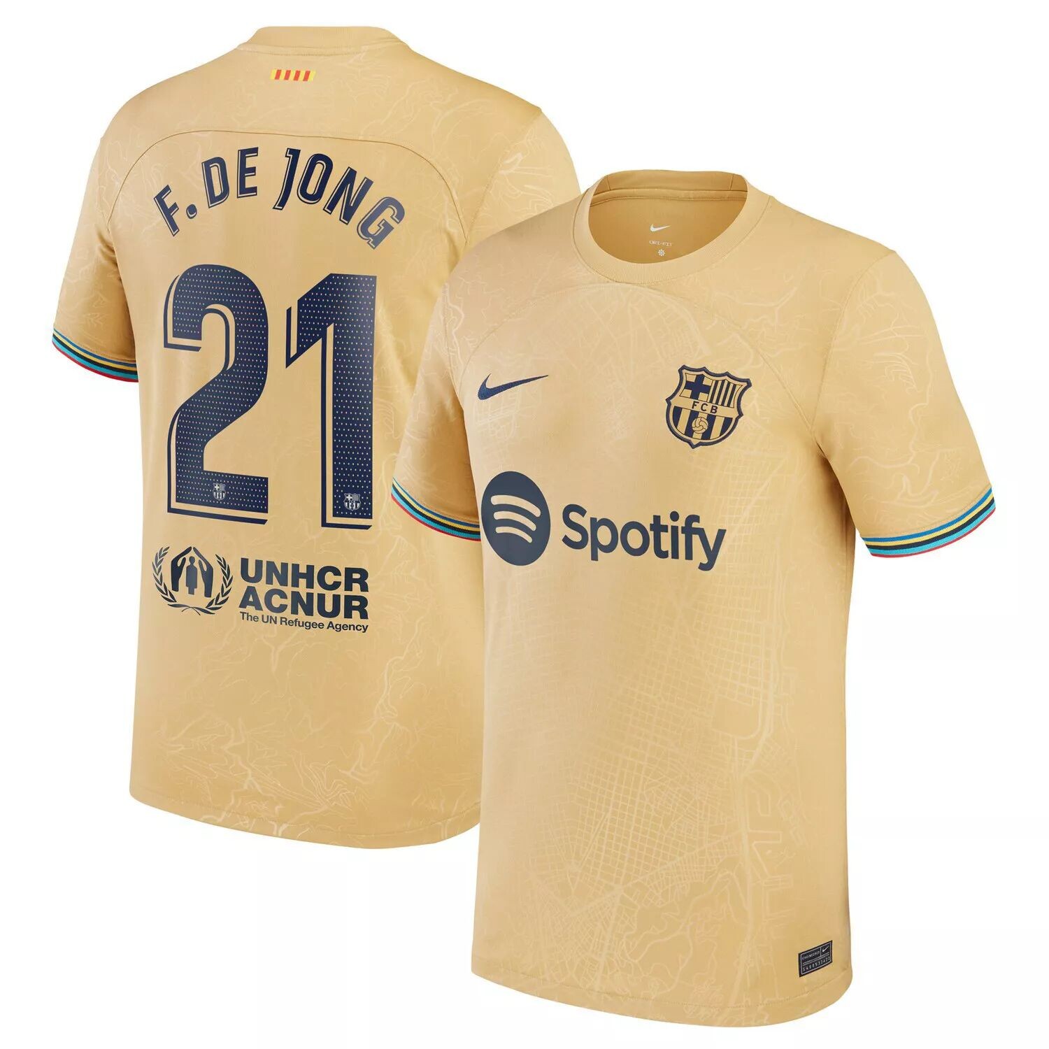

Молодежная футболка Nike Frenkie de Jong Yellow Barcelona 2022/23, выездная реплика игрока Nike