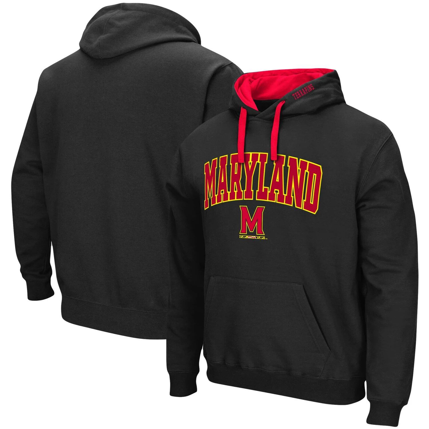 

Мужской черный пуловер с капюшоном Maryland Terrapins Big & Tall Arch & Logo 2.0 Colosseum