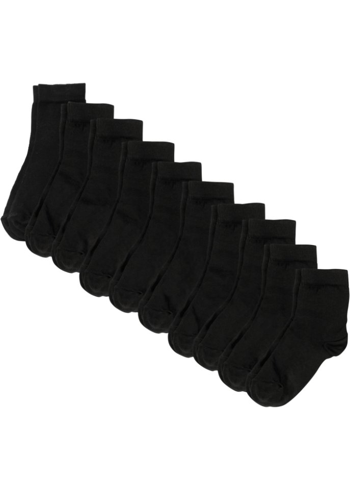 Короткие носки (10 шт) из натурального хлопка Bpc Bonprix Collection, черный