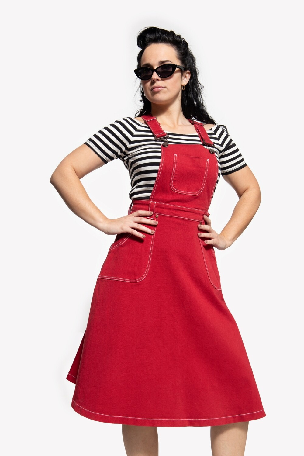

Юбка до колена Queen Queen 50s Worker Denim Latz, красный