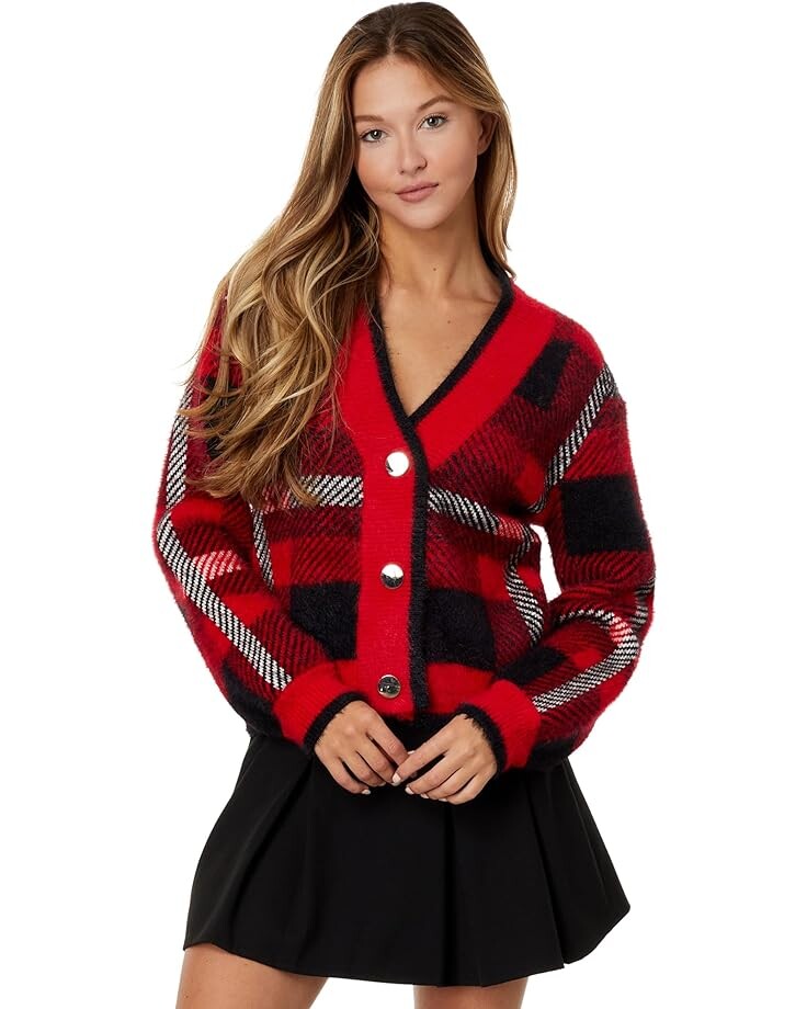 

Свитер English Factory Check Cardigan Sweater, красный