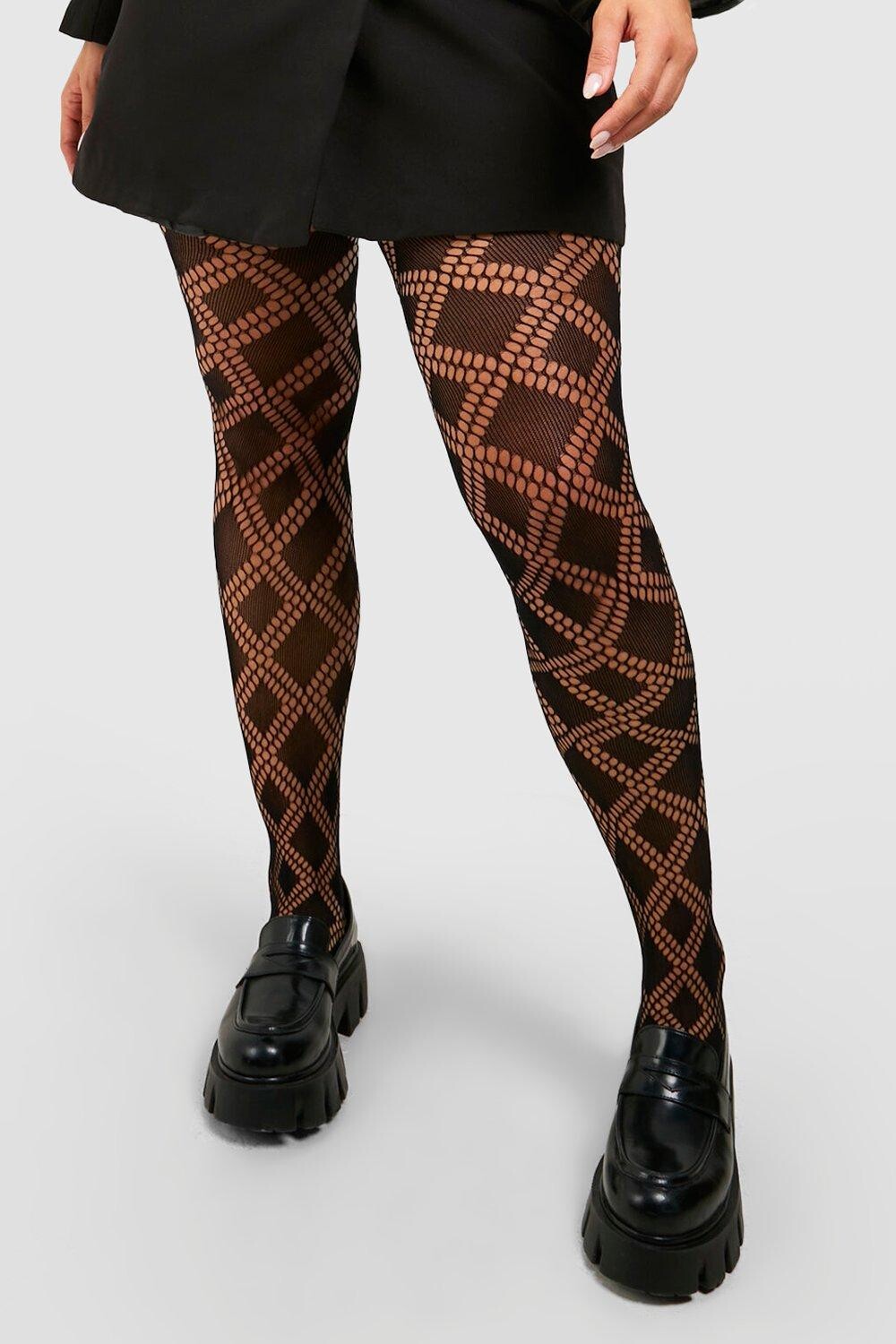 

Колготки plus flannel diamond Boohoo, черный