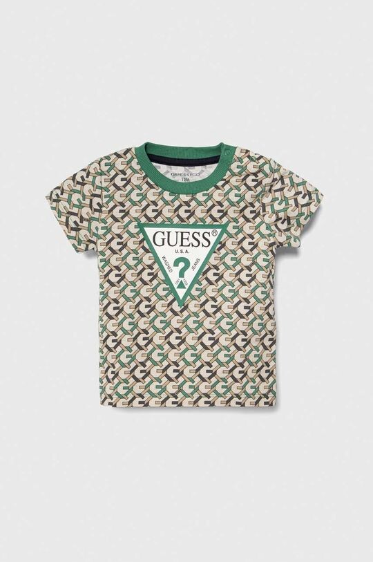

Детская хлопковая футболка Guess, зеленый