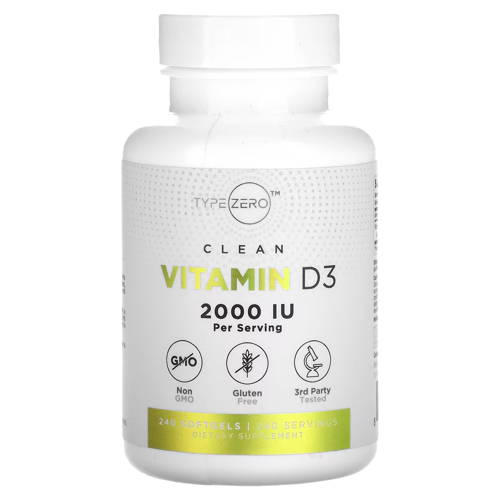 Витамин D3 TypeZero CLean 2000 МЕ, 240 мягких таблеток source naturals витамин d3 2000 ме 200 мягких таблеток