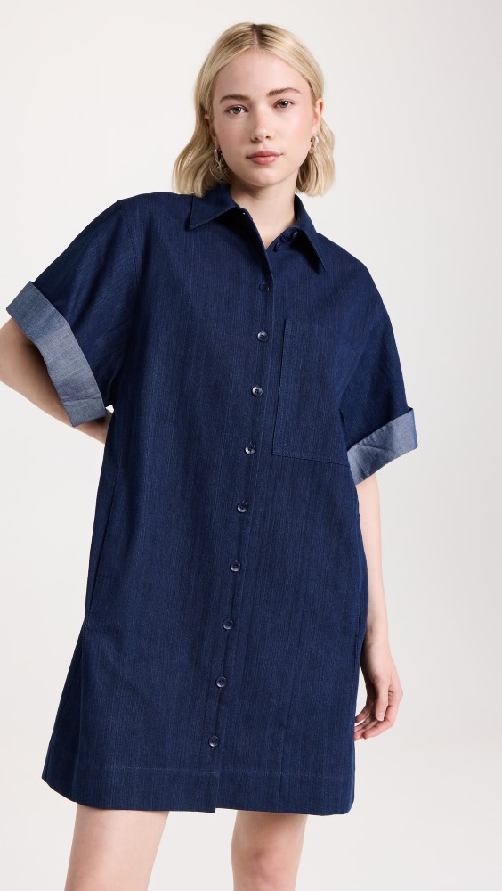 

Платье Tibi Washed Denim Shirt