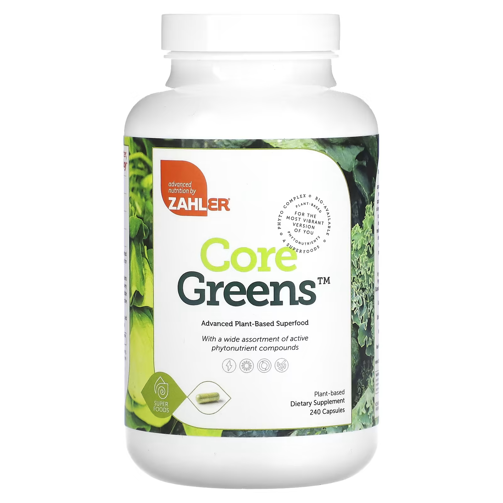 Zahler Core Greens Advanced растительный суперпродукт 240 капсул zahler core greens улучшенный суперфуд на растительной основе 240 капсул