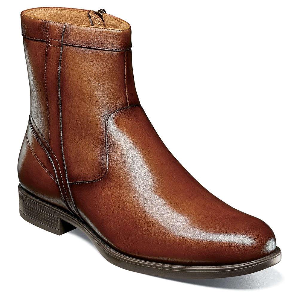цена Мужские ботинки Midtown среднего размера/ширины с простым носком и молнией Florsheim, цвет cognac leather