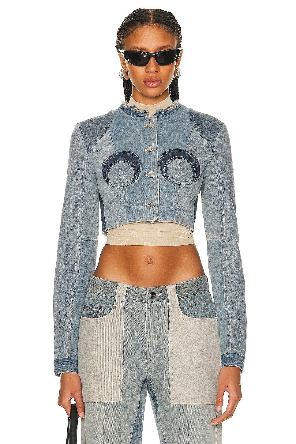 

Куртка Marine Serre Regenerated Cropped, цвет Denim