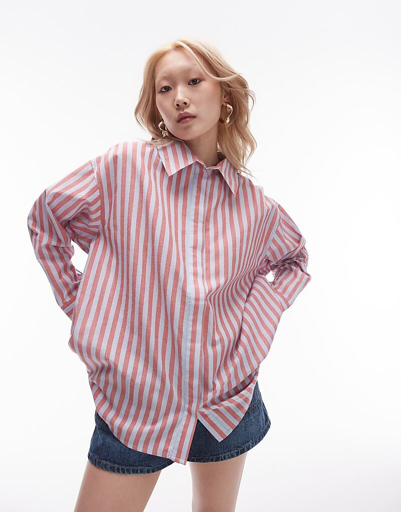 

Topshop Petite — легкая рубашка в красно-синюю полоску