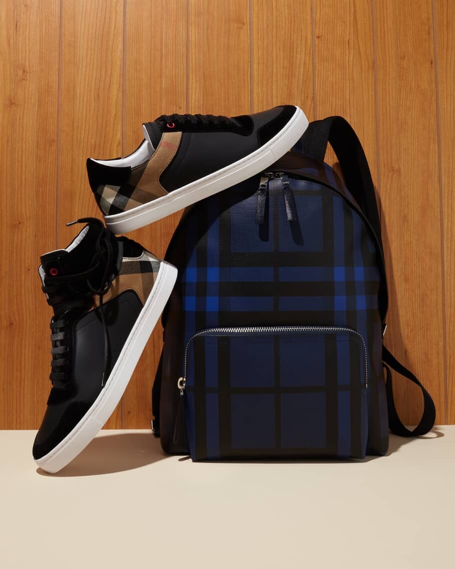 

Мужские кожаные низкие кеды Reeth House Check, черные Burberry