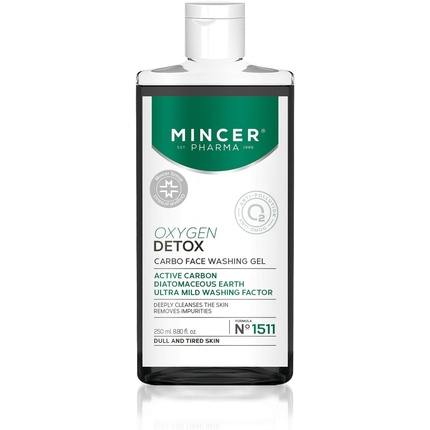 Mincer Pharma Oxygen Detox Carbo Гель для умывания лица с активированным углем и диатомовой землей 250 мл, Mincer Est. Pharma 1989