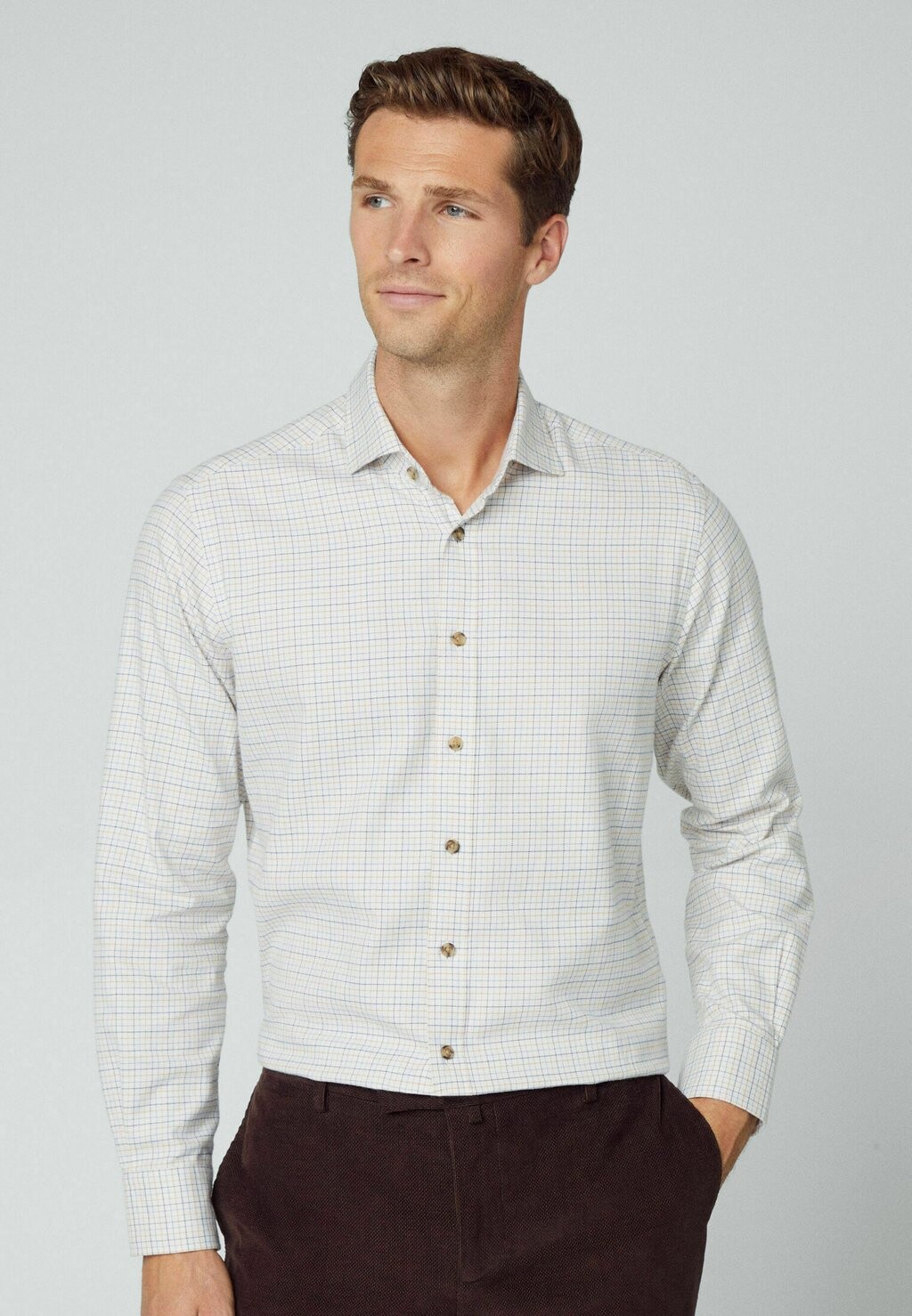 

Рубашка BRUSHED TATTERSALL Hackett London, цвет white navy