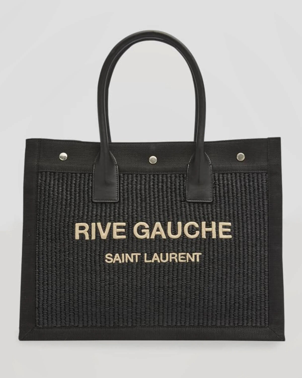 

Маленькая сумка-тоут Rive Gauche из рафии Saint Laurent, цвет Black/White