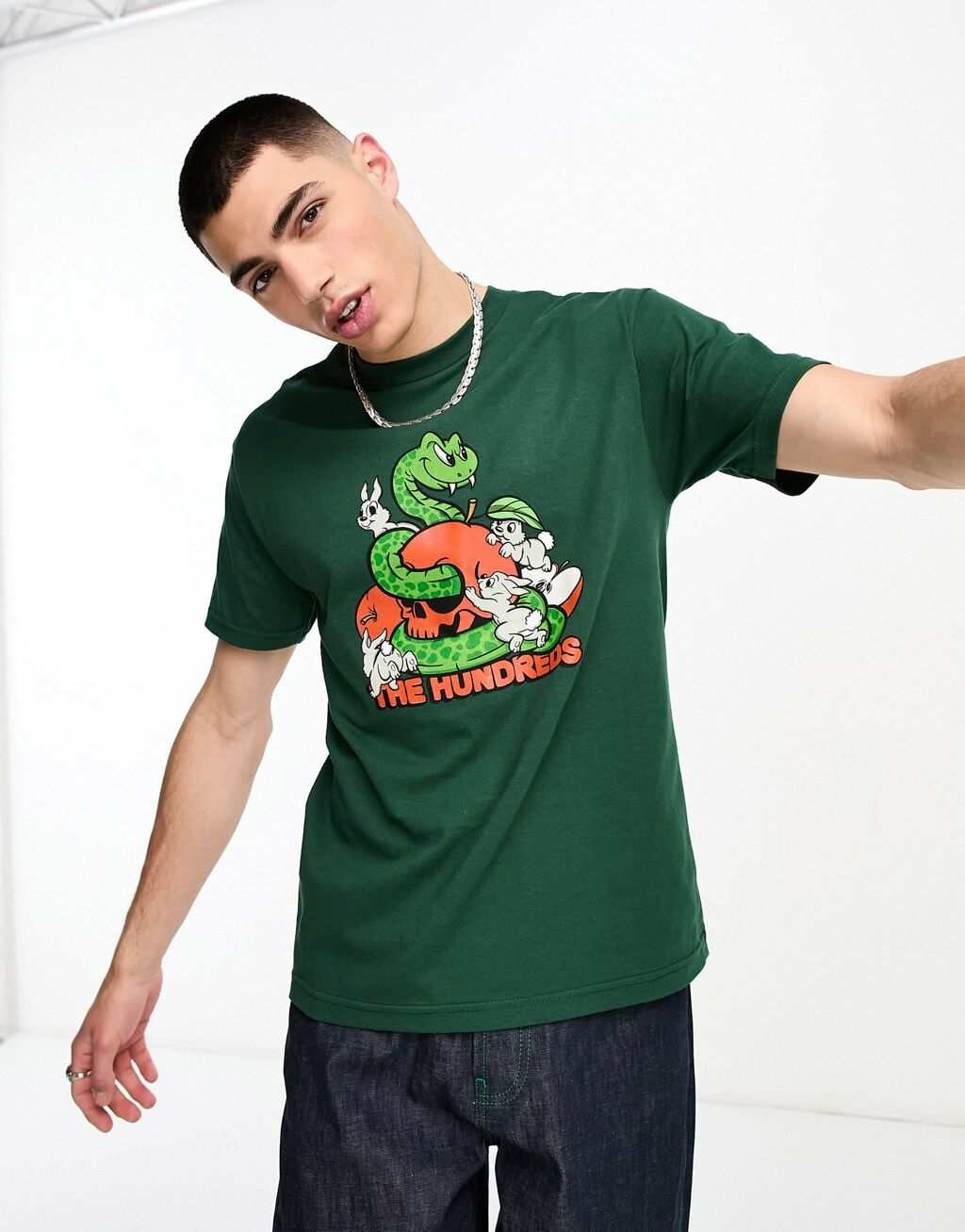 

Зеленая футболка с принтом на груди The Hundreds bad apples, Зеленый
