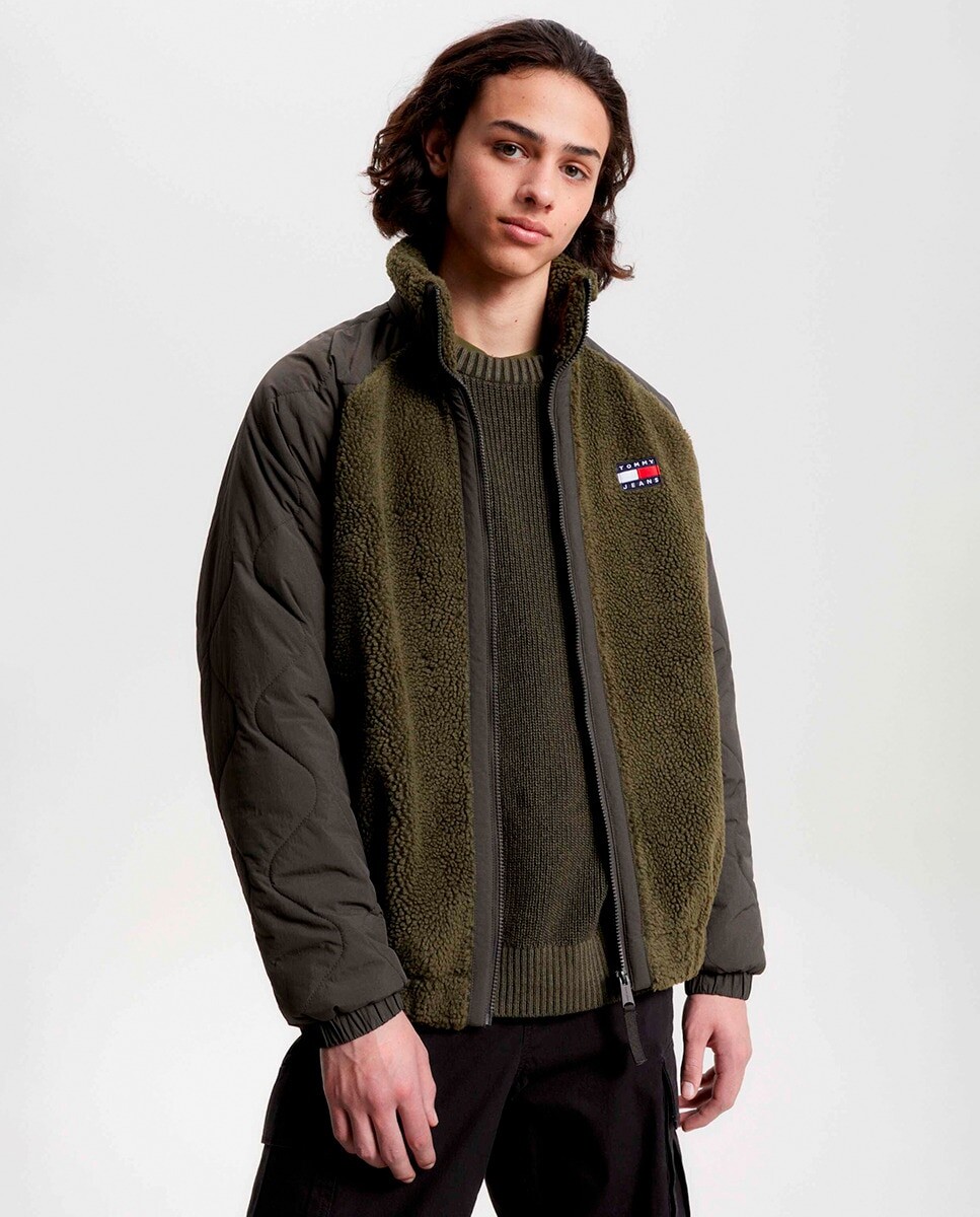 

Мужская куртка в стиле шерпа с логотипом на спине Tommy Jeans, темно-зеленый