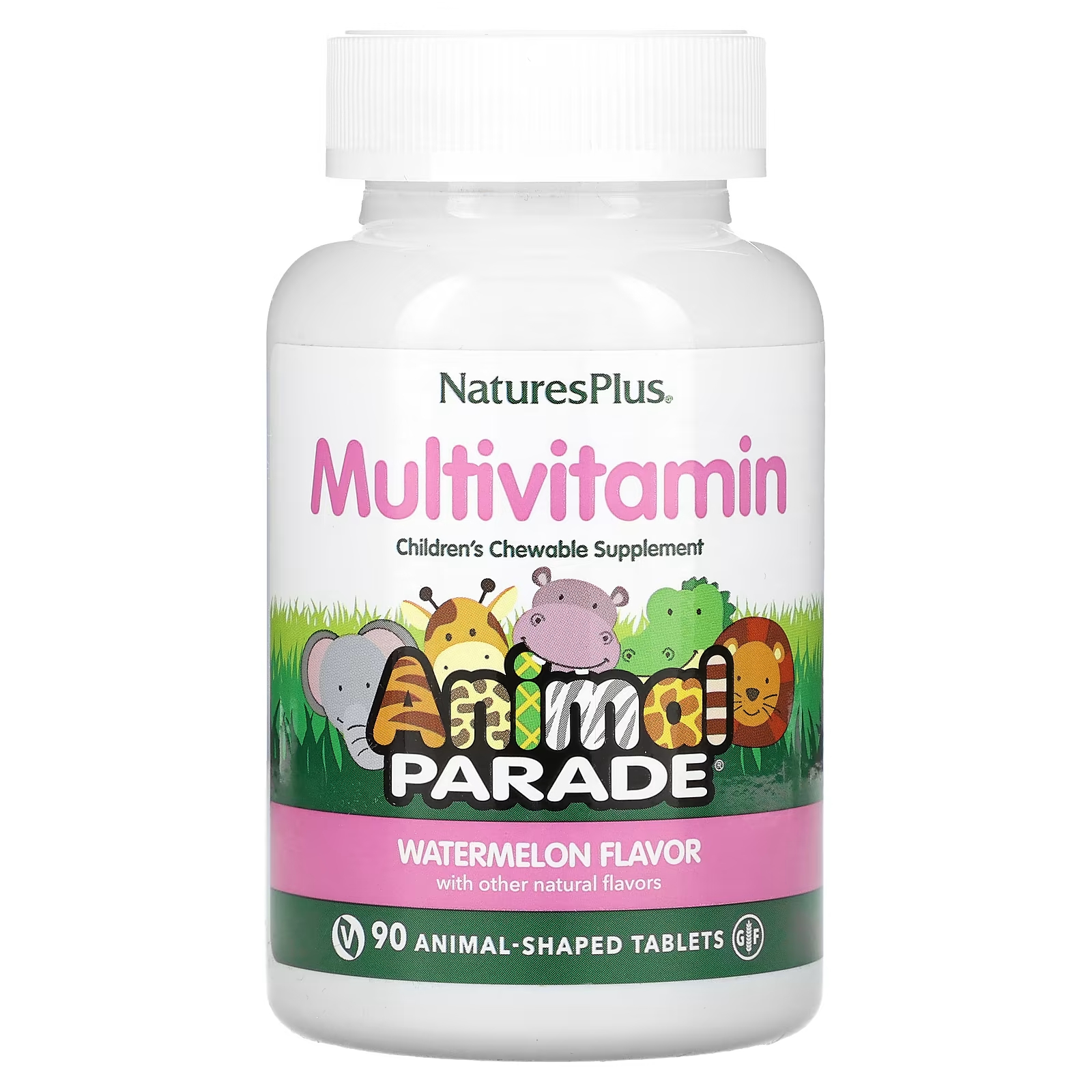 Мультивитамины NaturesPlus для детей со вкусом арбуза, 90 таблеток мультивитамины naturesplus с микроэлементами для детей со вкусом вишни 90 таблеток в форме животных