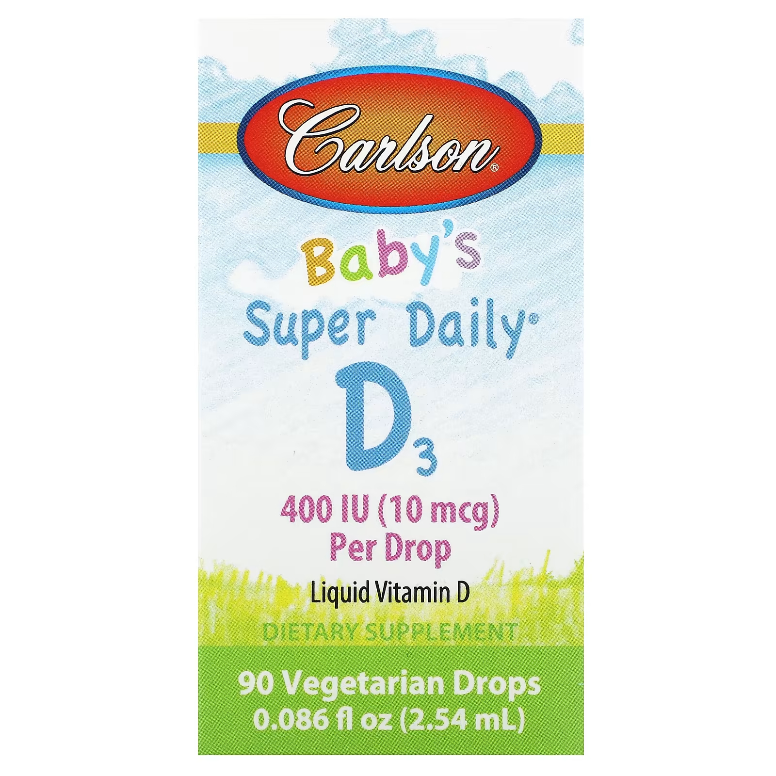 Пищевая добавка Carlson Baby's Super Daily D3 10 мкг carlson labs super daily k2 для детей 22 5 мкг 10 16 мл 0 34 жидк унций