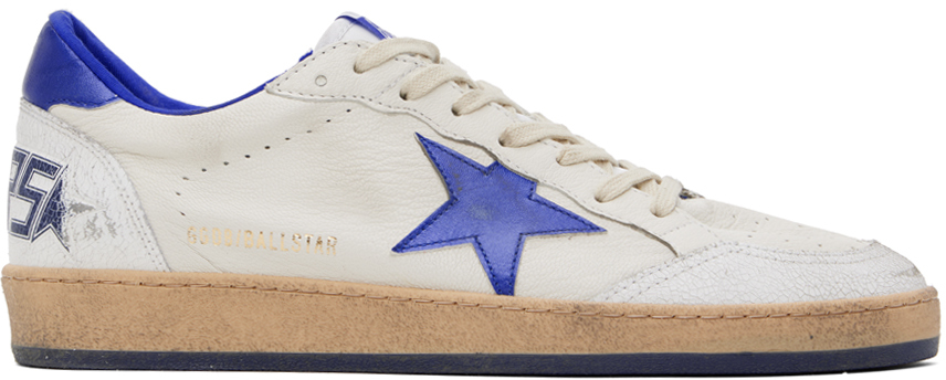 

Бело-синие кроссовки со звездами Golden Goose