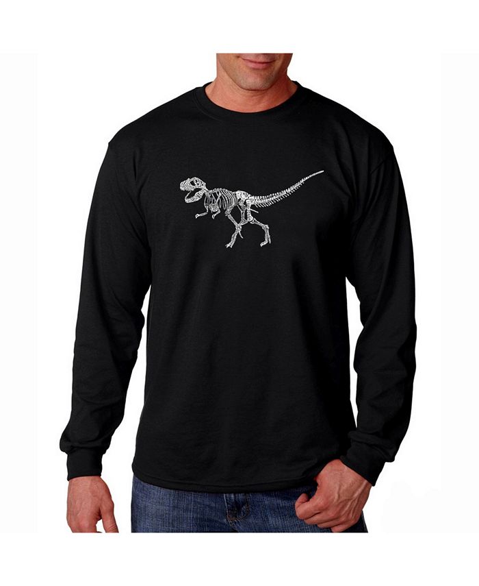 Мужская футболка с длинным рукавом с надписью Word Art — скелет динозавра T-Rex LA Pop Art, черный мужская футболка word art с длинным рукавом t rex head la pop art черный