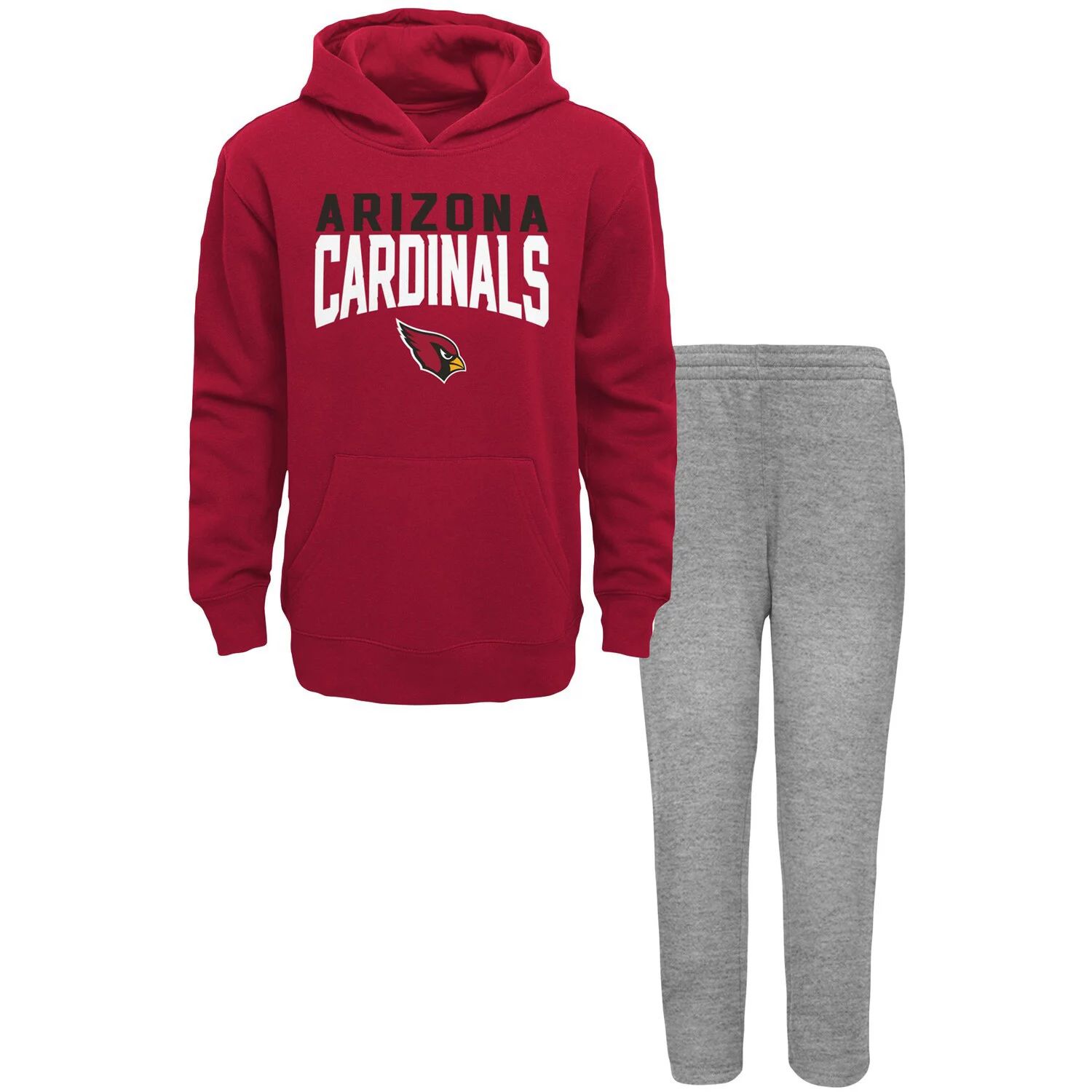 Комплект из расклешенного пуловера с капюшоном и спортивных штанов для малышей Cardinal/Heathered Grey Arizona Cardinals Outerstuff